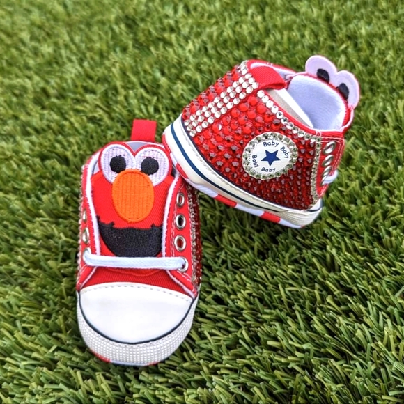 Red Custom Character Hand Embellished Baby Shoes - Picture 4 of 5